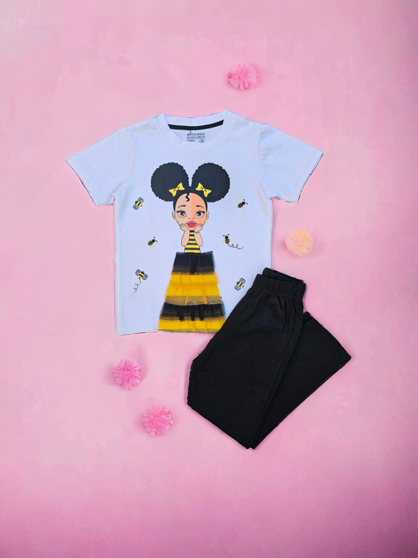 Fancy 3D Super Bee Girl T-shirt & Trouser
