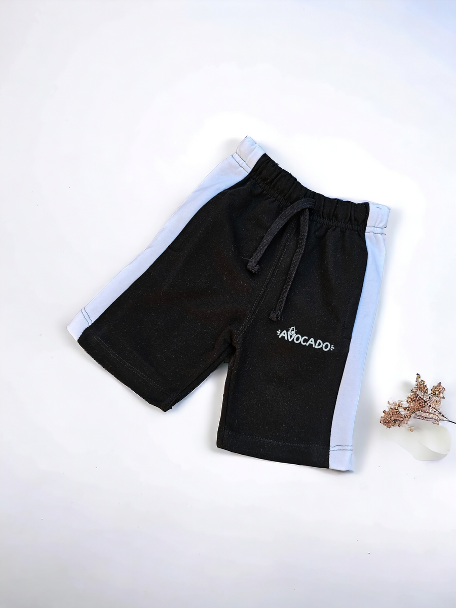 Black White Panel Avocado Terry Summer Short