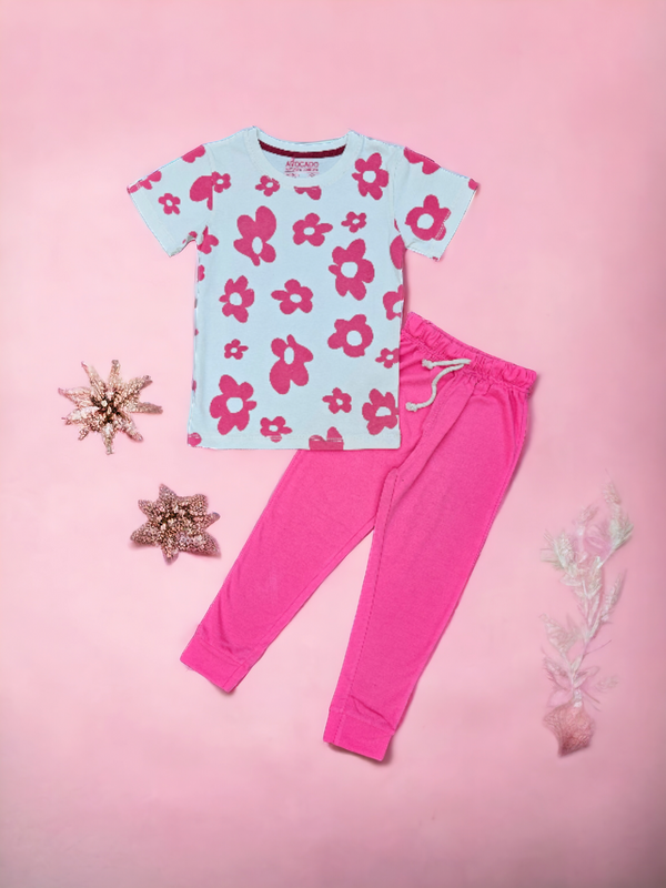 Pink Spring Flowers T-shirt and Pink Trouser
