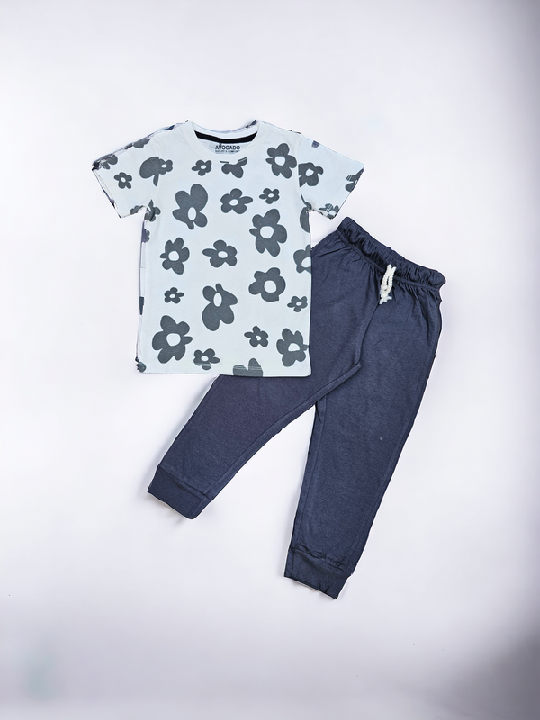 Grey Spring Flowers T-shirt and Grey Trouser