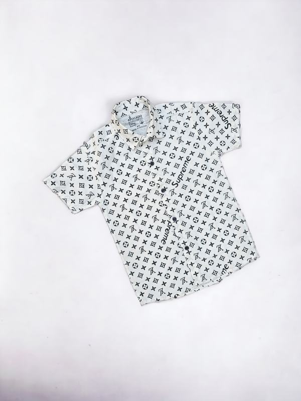 Lv White Half Sleeves Mid Season Shirt