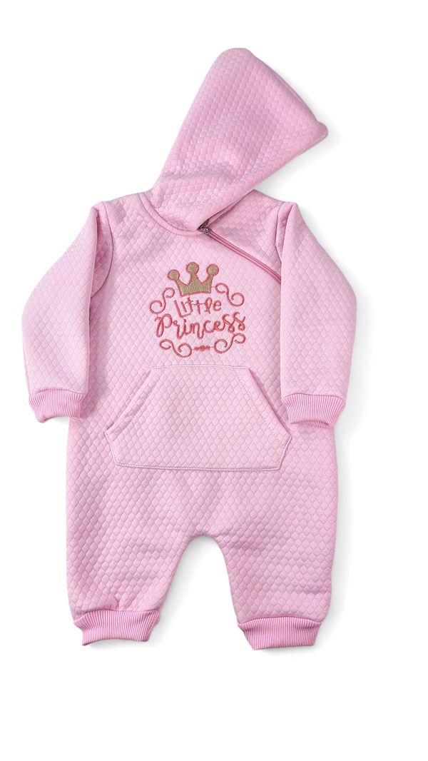 Little Princess Embroidery Embossed Premium Pink Romper