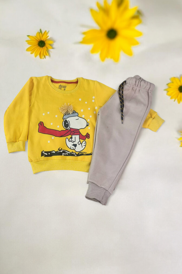 Yellow Premium Snoopy Sweatshirt with Beige Trouser