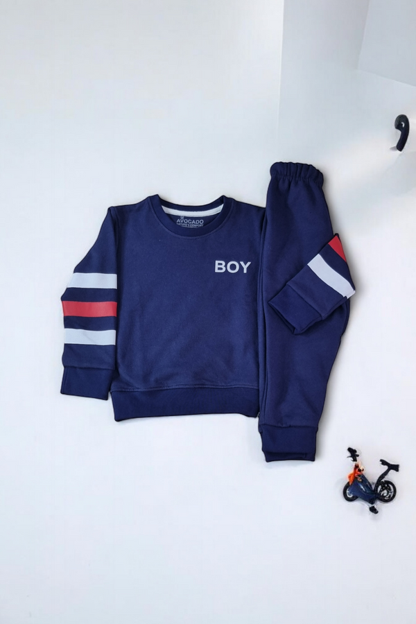 Boys Colorblock Sleeve Lounge Winter Fleece Tracksuit