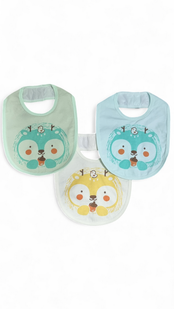 Pack of 3 Cute Teddy Cotton Feeding bibs