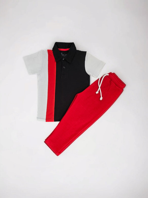 Bold Color Block Polo Tee & Trouser