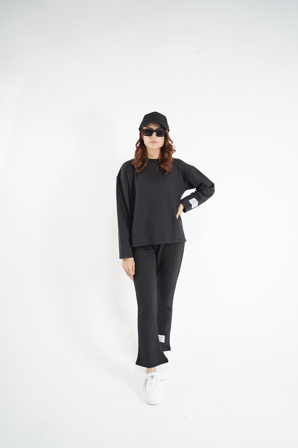 Black oversized Comfort Lounge Fleece Tracksuit