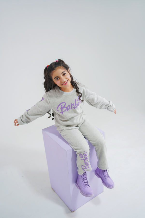 Barbie Girls Winter Grey Tracksuit with Purple Logo