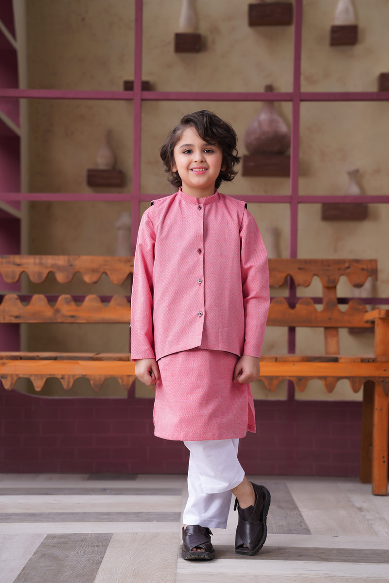 Grace In Every Thread Pink Kurta & Matching Waistcoat 2 Pcs
