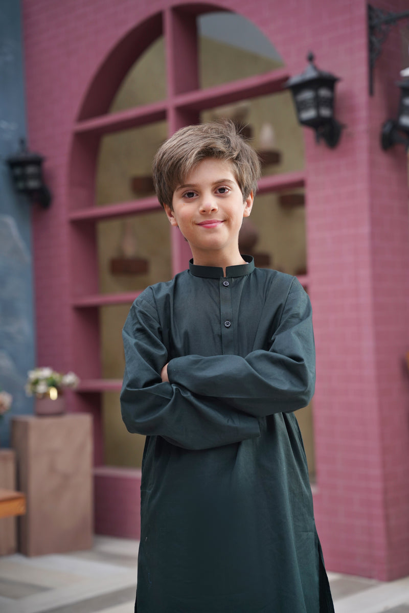 Dark Green Cotton Kurta