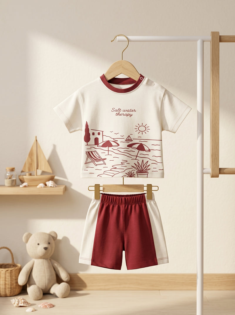 Saltwater Escape Premium Drop Shoulder Tee & Short Infant