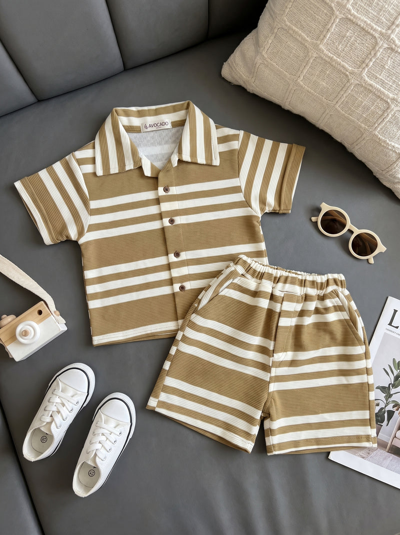 Sand Brown Ribbed Shirt & Short