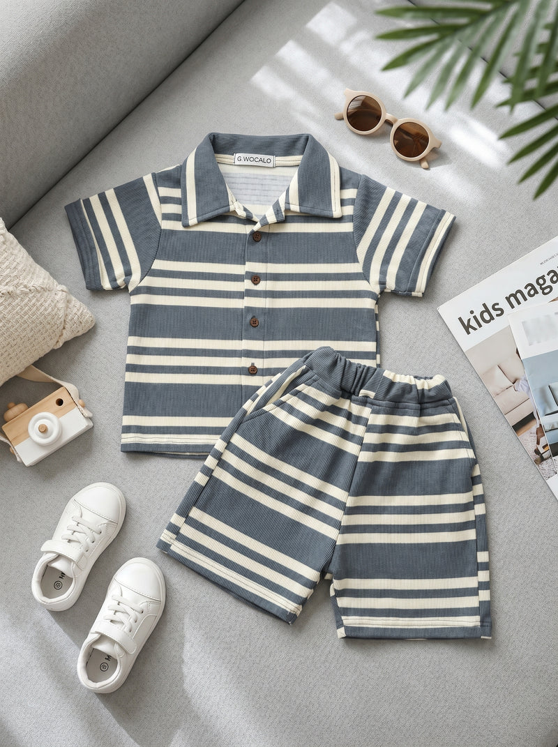 Slate Grey Ribbed Shirt & Short