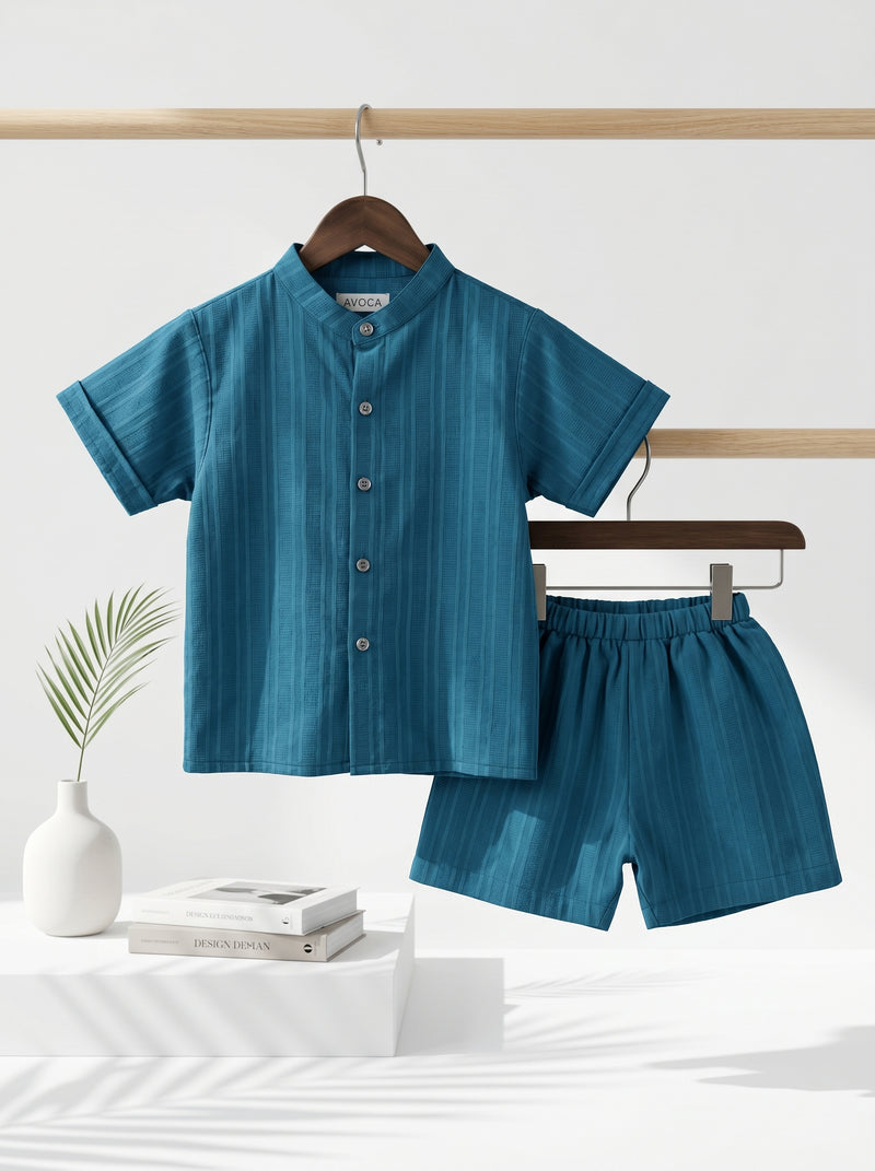 Teal Blue Linen Shirt & Short