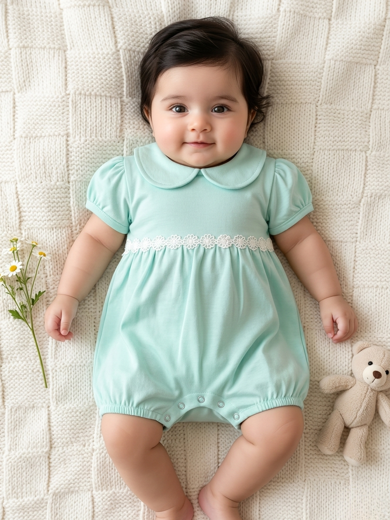Mint Blossom Baby Romper