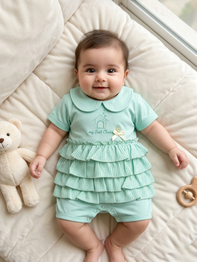 Mint Petal Frill Romper