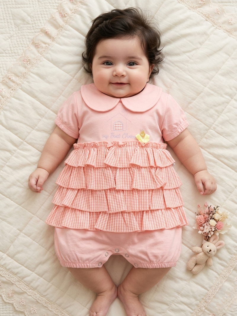 Pink Petal Frill Romper