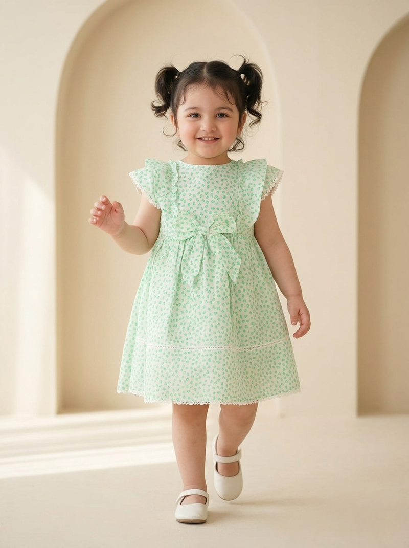 Pista Green Hearts Lace Frock