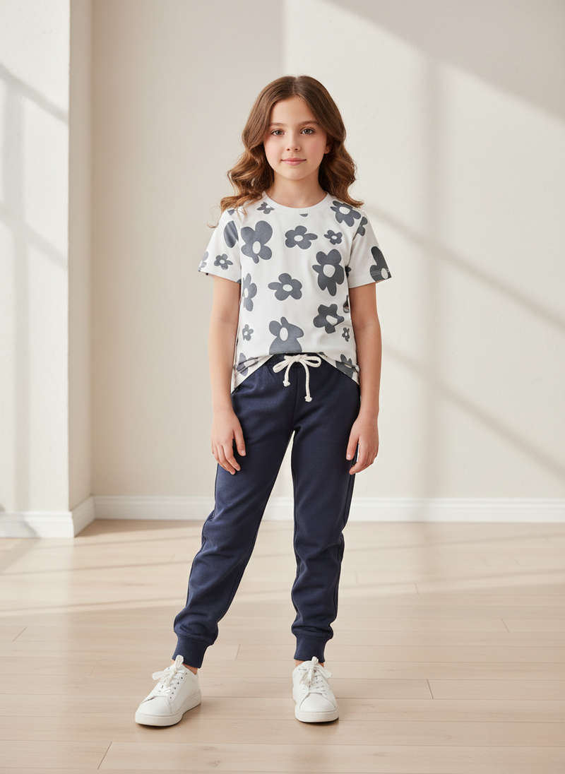 Grey Spring Flowers T-shirt and Grey Trouser