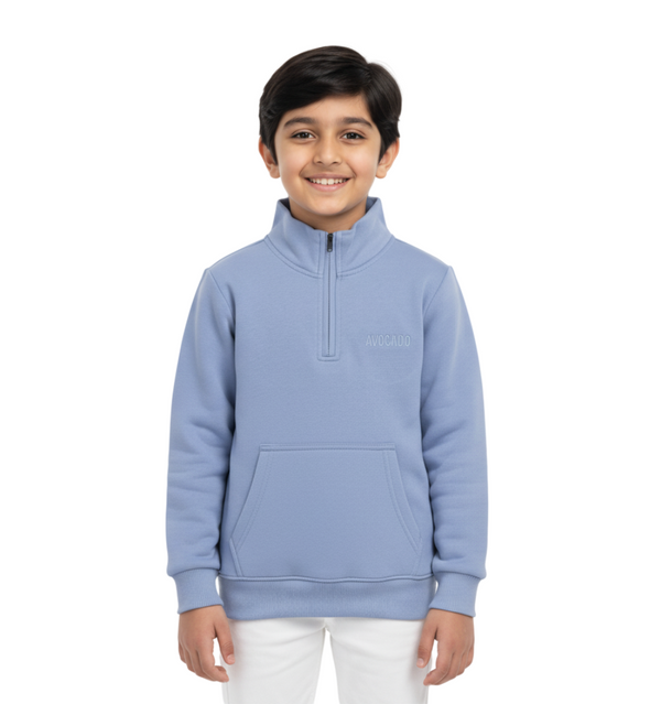 Light Blue Avocado Half Zip Fleece Sweatshirt
