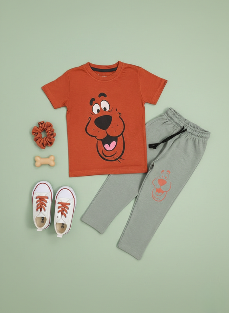 Scooby Doo Rust Orange Tee & Light Gray Trouser