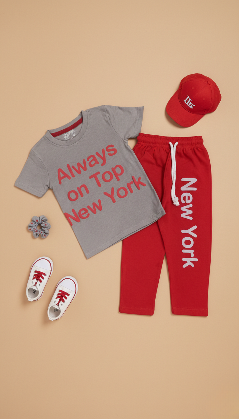 New York Skin Tee & Red Terry Trouser