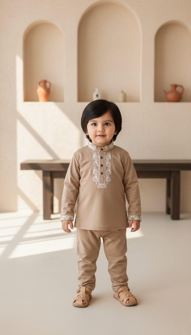 Ethnic Interlock Short Kurta & Trouser Infant
