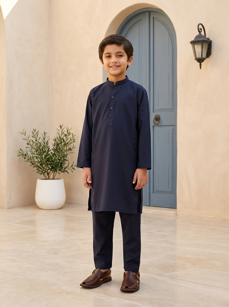 Navy Premium Cotton Kurta & Matching Trouser