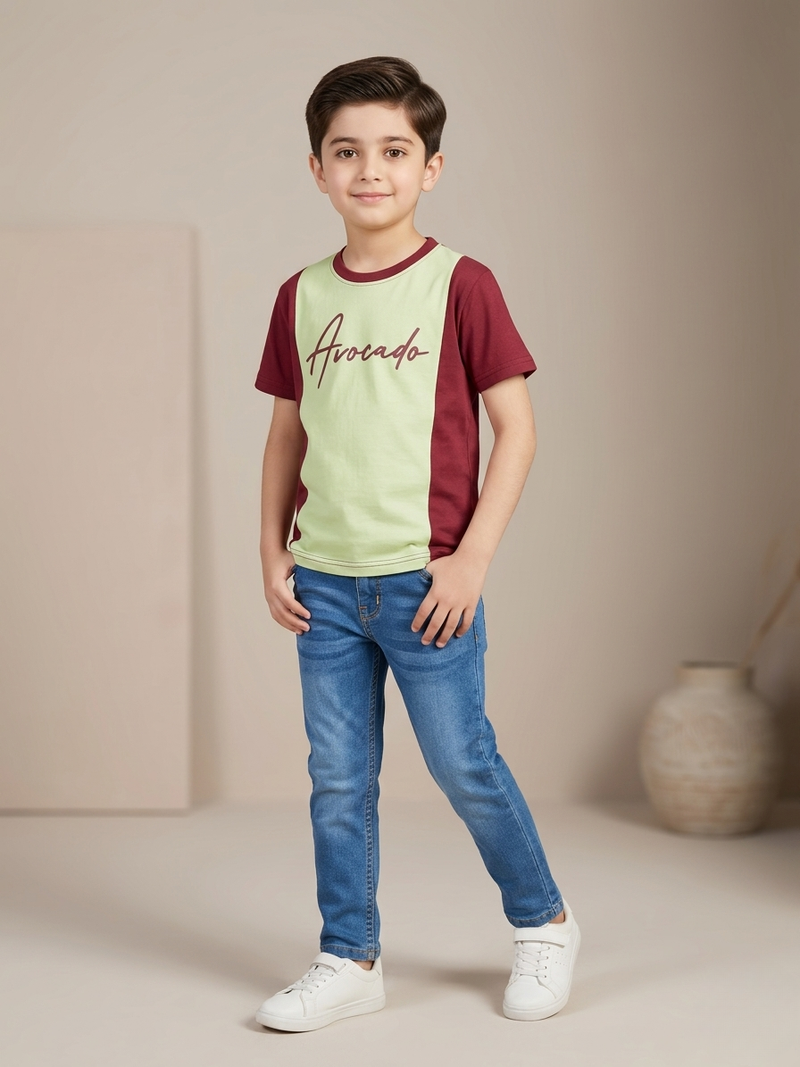 Avocado Signature Vibe Tee & Minimal Wave Dark Blue Jeans (2pcs)
