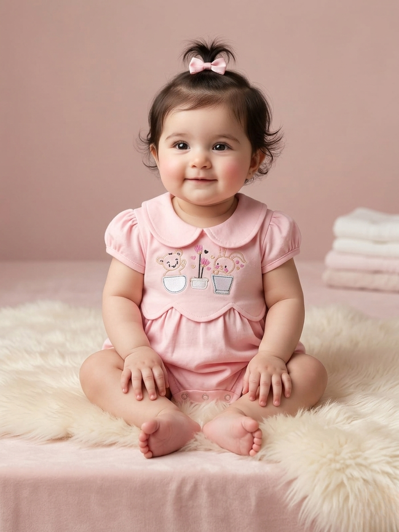 Blush Bear Garden Romper