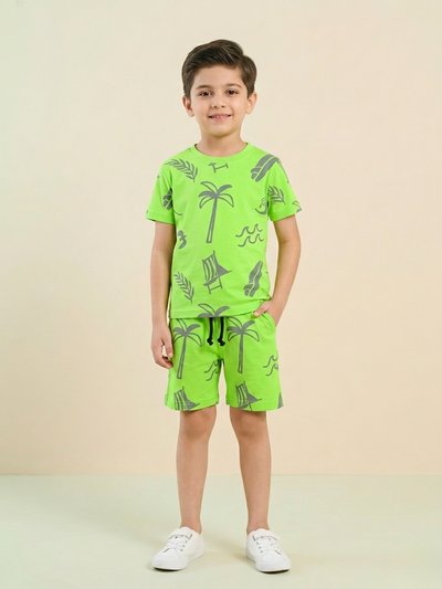 Tropical Beach Print Tee & Short