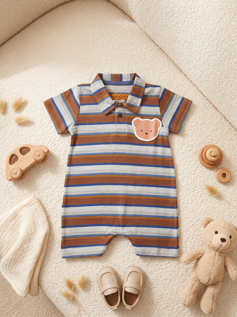 Cozy Bear Stripes Romper