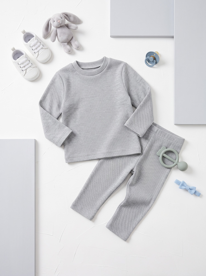 Light Grey Ribbed Inner Set Infant