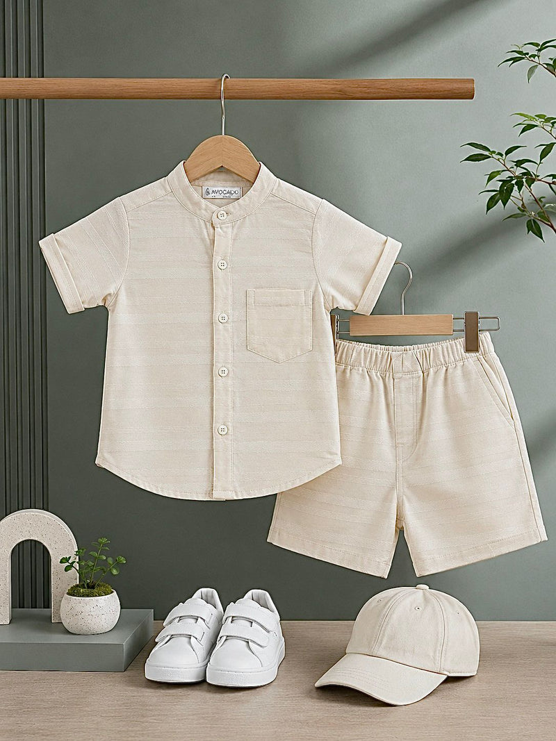 Vanilla Breeze Textured Stripe Shirt & Short