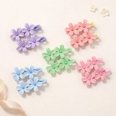 Mini Checkered Blossoms Clips