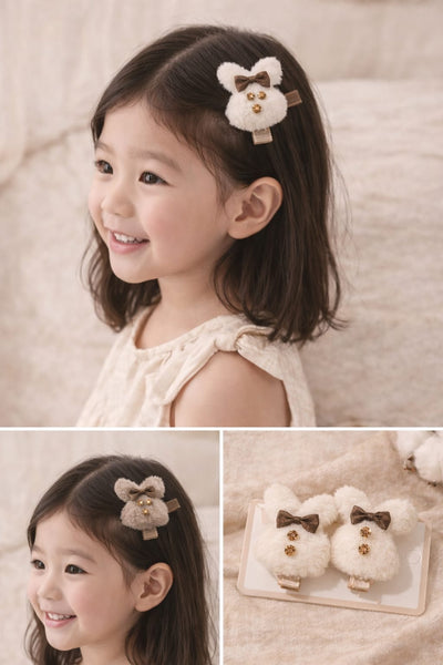 Teddy Puff Baby Hair Clip