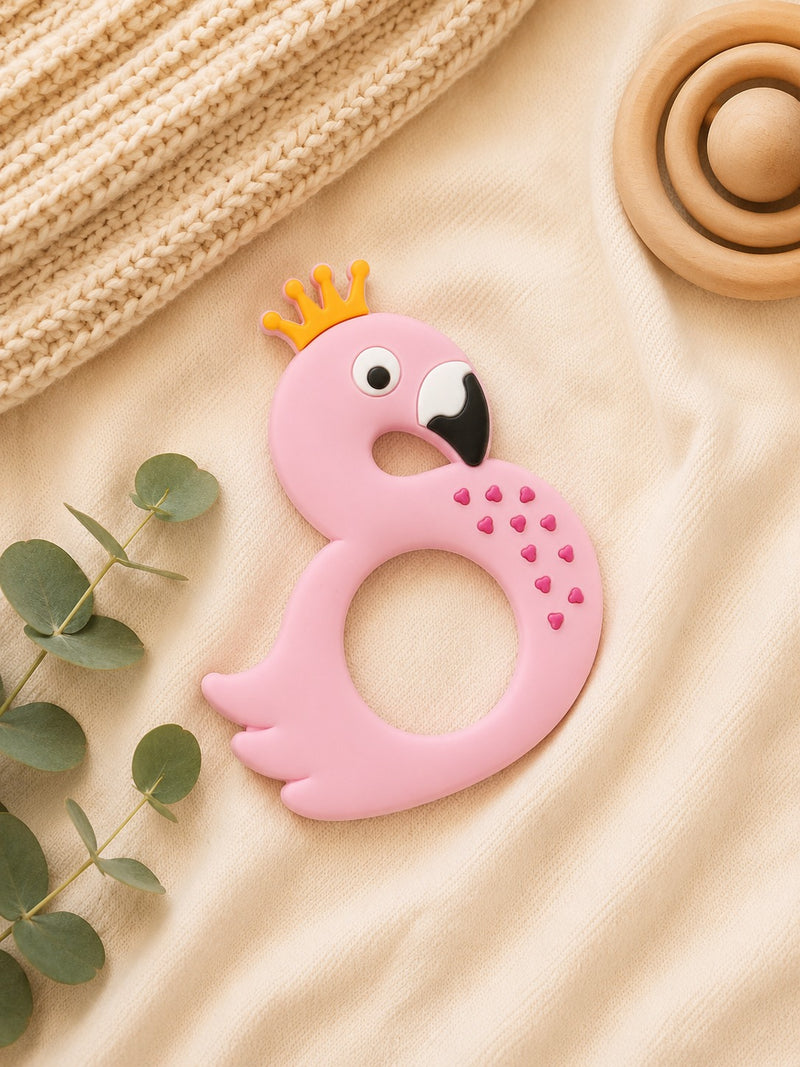 Crown Bird Baby Pink Silicone Teether