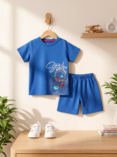Stitch Print Blue Tee & Short Infant