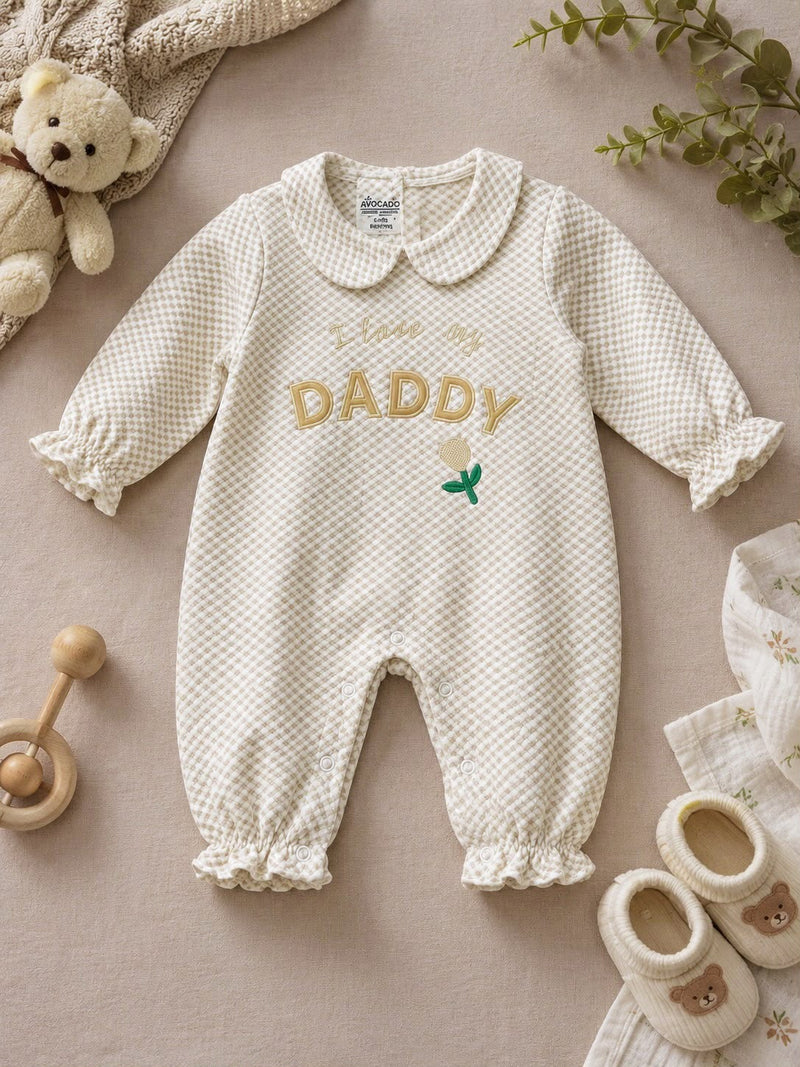 Daddy Embroidered Waffle Skin Romper