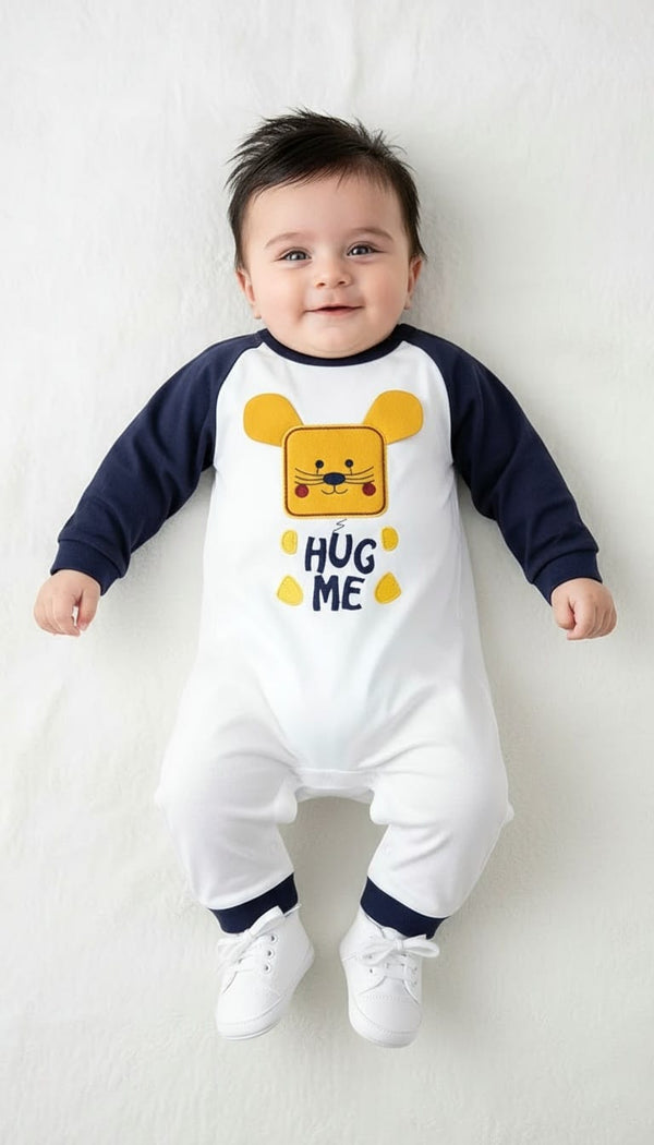 Hug Me Cute Tiger Navy Blue Fleece Romper