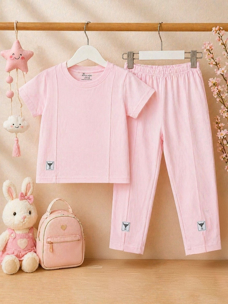 Comfort Plain Pink Tee & Trouser