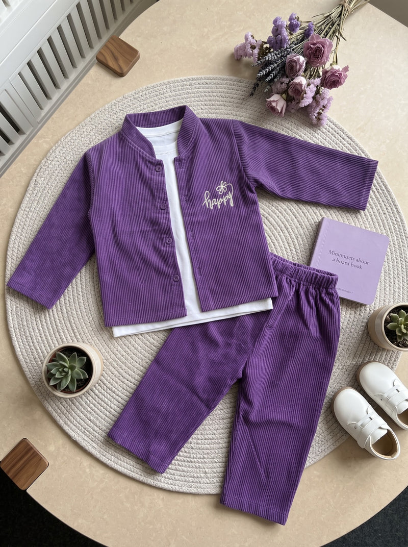 Happy Ribbed Corduroy 2 Piece Set