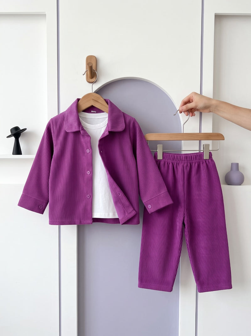Royal Corduroy Collared 2-Piece Set
