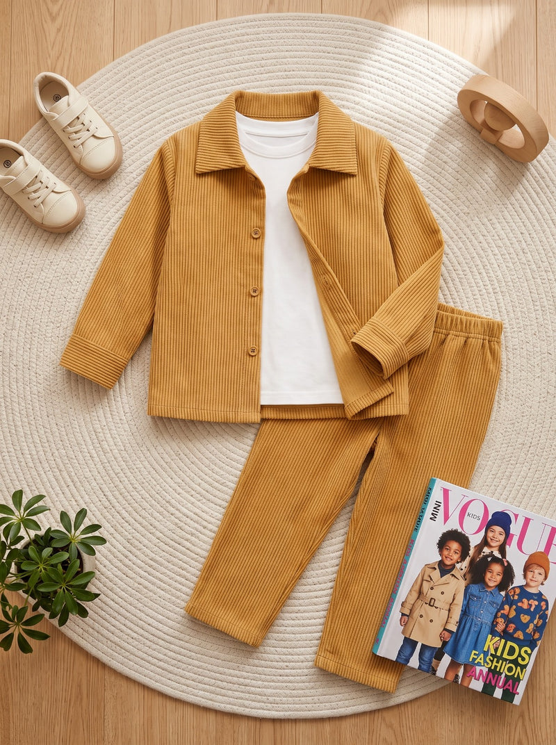 Caramel Classic Corduroy Collared 2-Piece Set