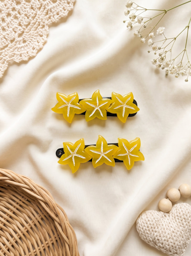 Yellow Star Fruit Hair Clips (2 Pcs)