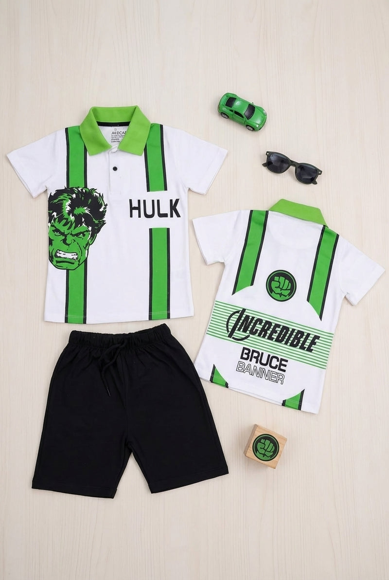 Hulk Graphic Polo Tee & Terry Short