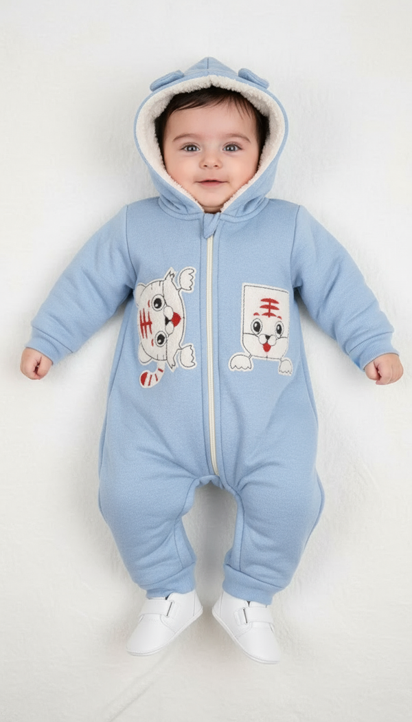 Tiny Tiger Hooded Fleece Warm Romper Infant