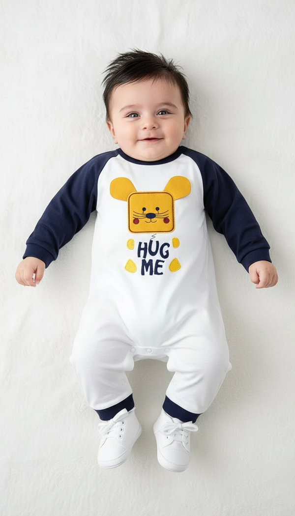 Hug Me Cute Tiger Navy Blue Fleece Romper
