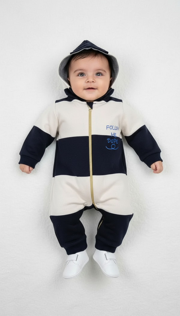 Baby Hooded Fleece Romper with Cartoon Pumpkin Print