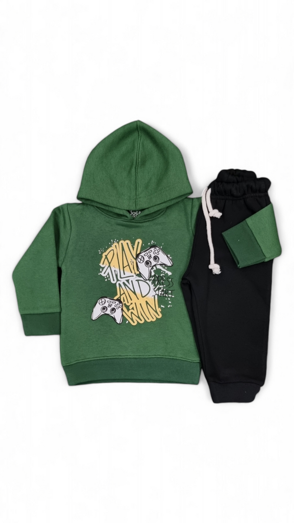 Play and Win Green Fleece Sweatshirt & Trouser Infant